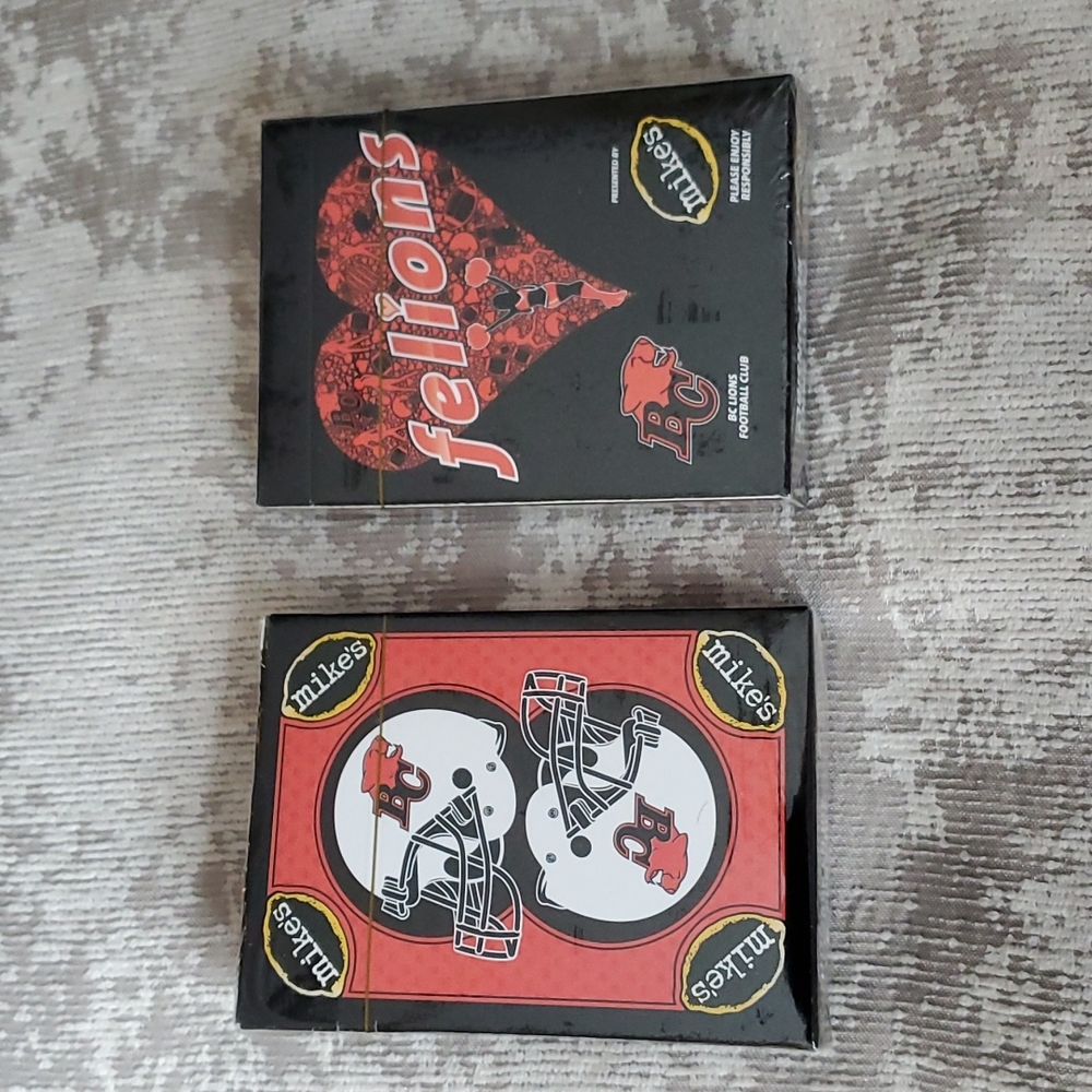 BC Lions Playing Cards with Mike'sHard Lemonade logo. Set of two.